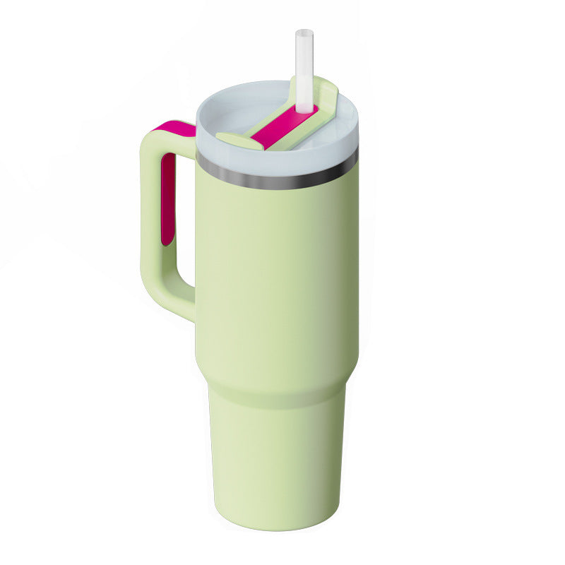 40oz Insulated Tumbler with Handle & Straw - Stainless Steel Travel Mug
