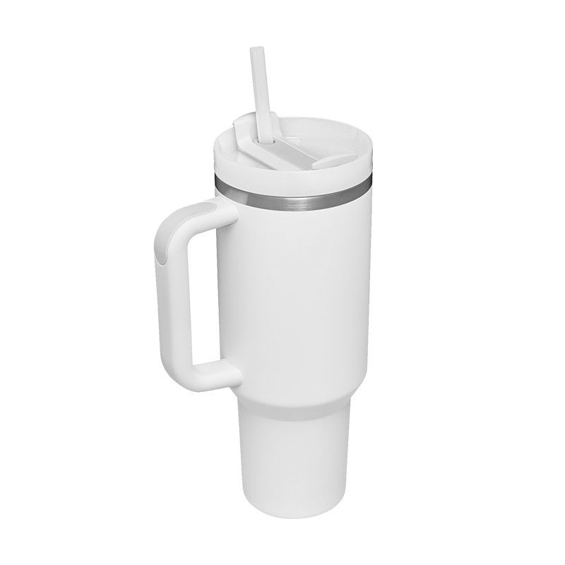 40oz Insulated Tumbler with Handle & Straw - Stainless Steel Travel Mug
