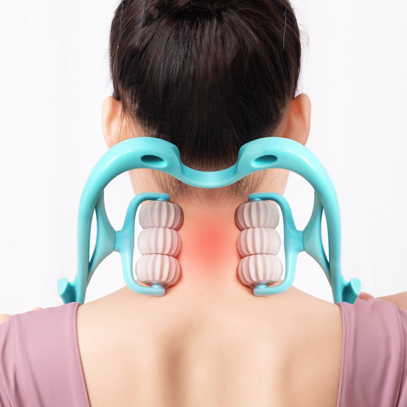 Manual Neck Massager - 6-Wheel Roller for Tension Relief & Relaxation