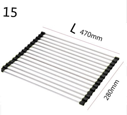 Folding Kitchen Sink Rack - Stainless Steel Dish Drying Organizer