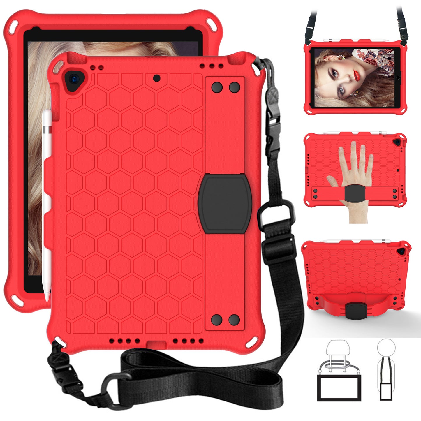 iPad 10.2 Case - Honeycomb EVA Shockproof Cover for Kids & Adults