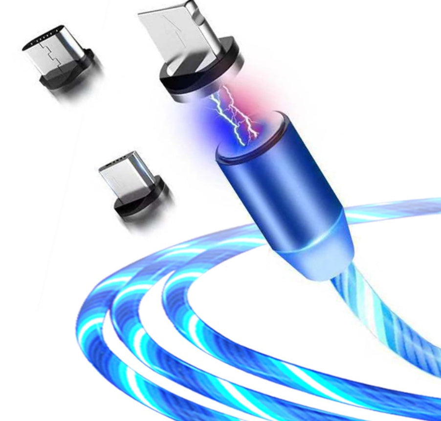 Magnetic Streaming Cable - 3-in-1 LED Flow Charging Cable for iPhone/Android/USB-C