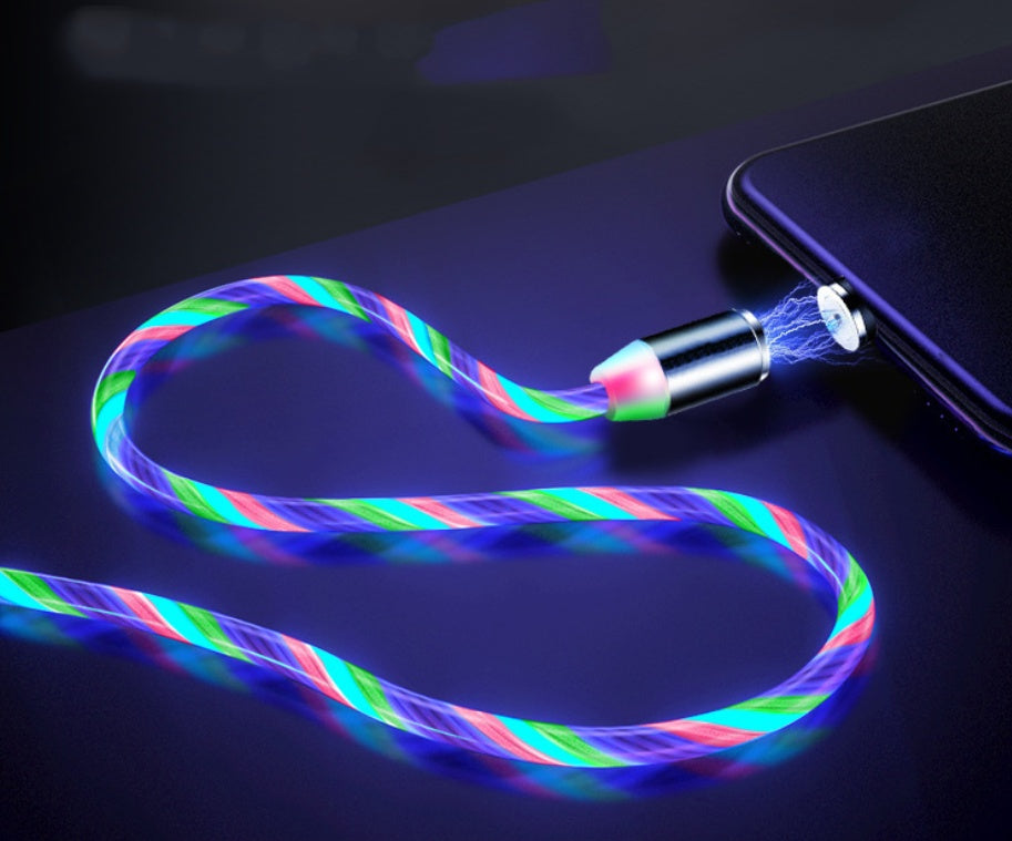 Magnetic Streaming Cable - 3-in-1 LED Flow Charging Cable for iPhone/Android/USB-C