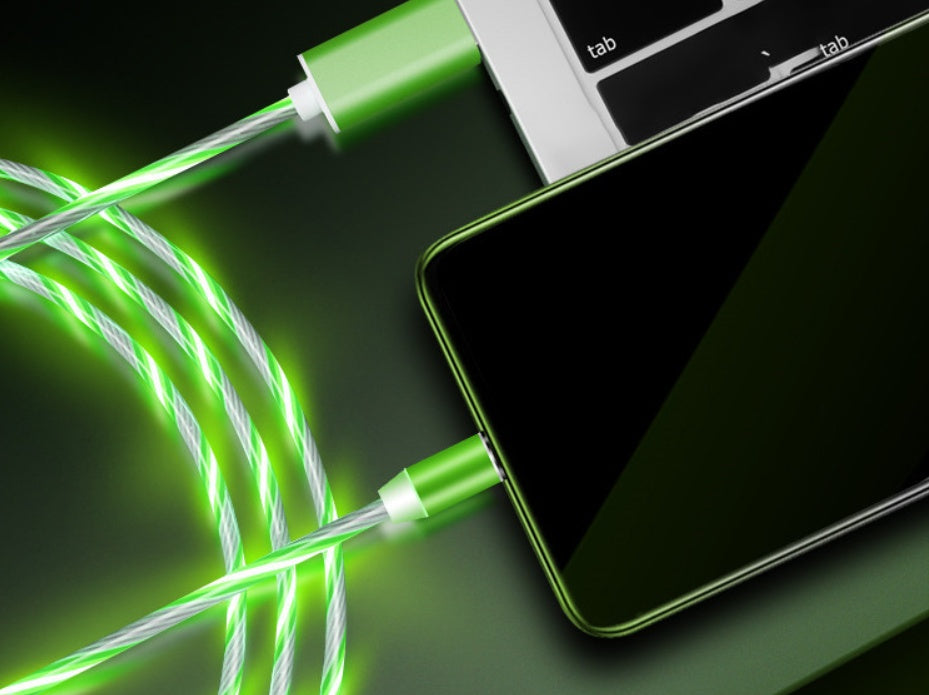Magnetic Streaming Cable - 3-in-1 LED Flow Charging Cable for iPhone/Android/USB-C