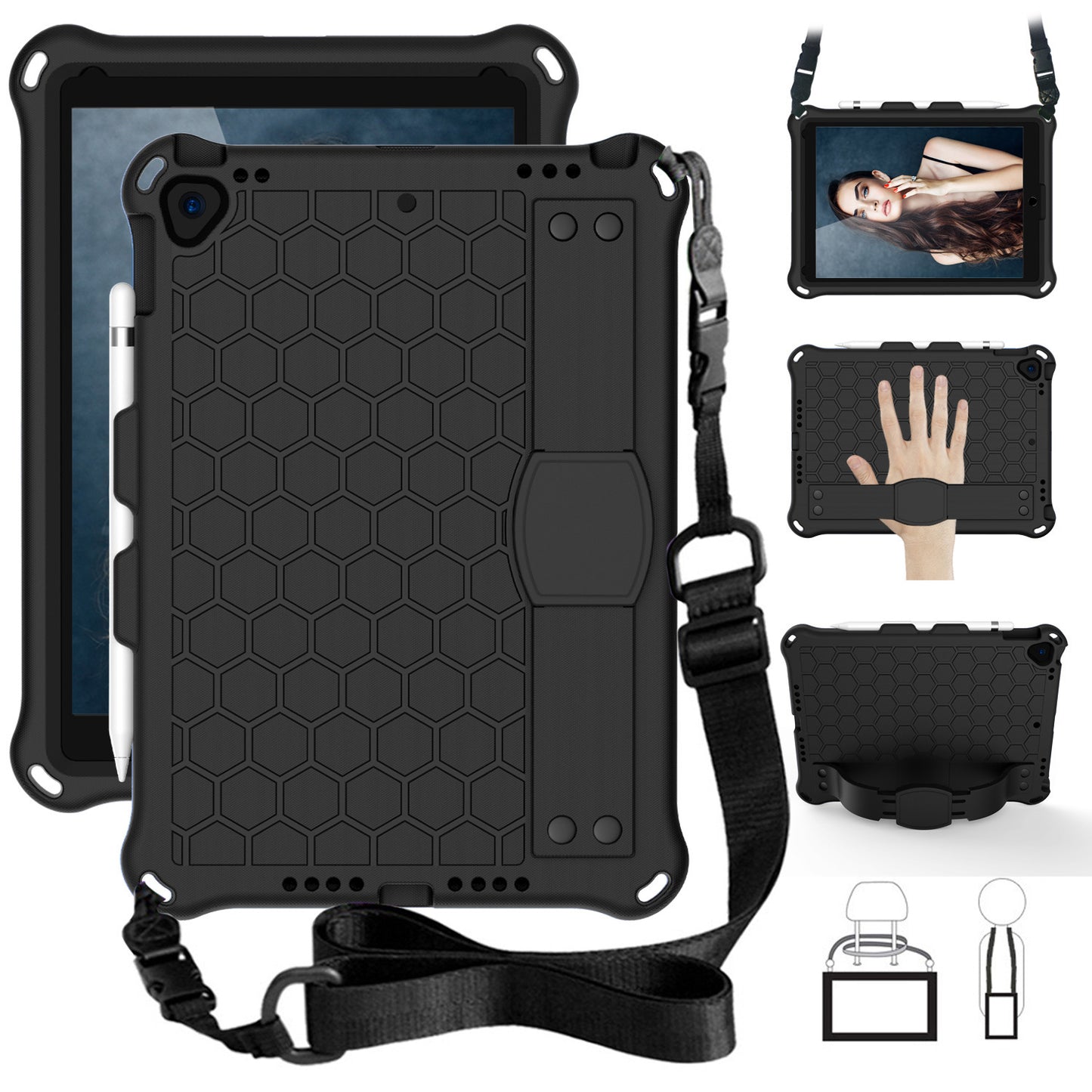 iPad 10.2 Case - Honeycomb EVA Shockproof Cover for Kids & Adults