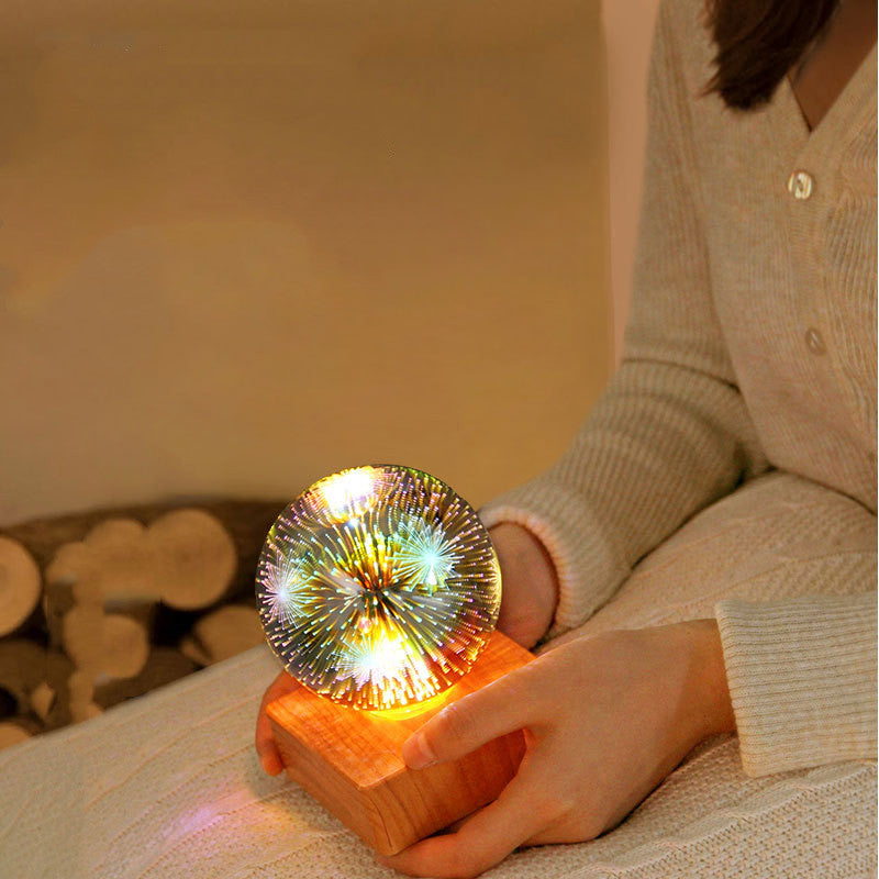 Romantic Fireworks LED Night Light - USB Bedside Lamp for Bedroom