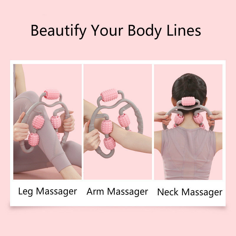 U-Shape Trigger Point Massage Roller - 4-Wheel Muscle Recovery Tool