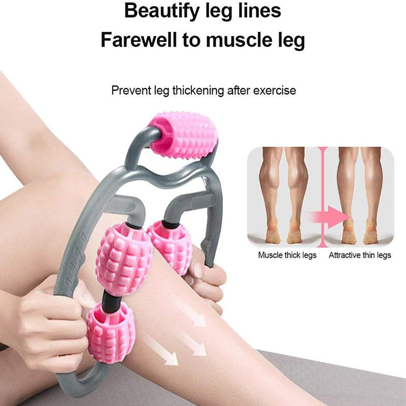 U-Shape Trigger Point Massage Roller - 4-Wheel Muscle Recovery Tool