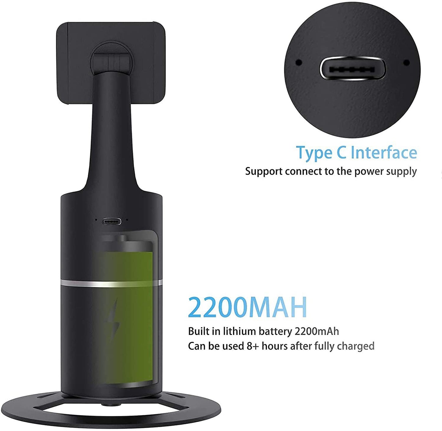 Auto Face Tracking Selfie Stick - 360° Rotation Smart Phone Holder
