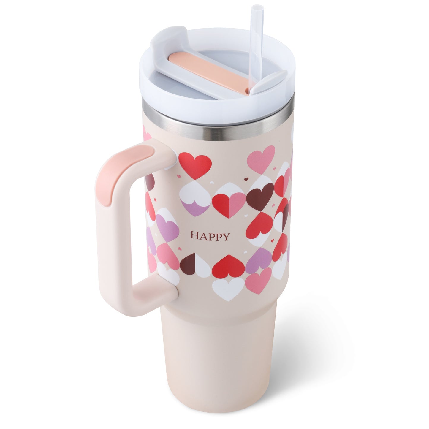 40oz Insulated Tumbler with Handle & Straw - Stainless Steel Travel Mug