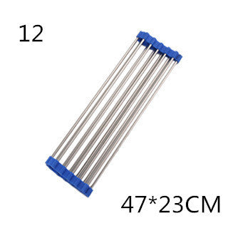 Folding Kitchen Sink Rack - Stainless Steel Dish Drying Organizer