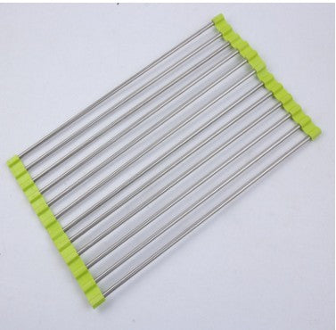 Folding Kitchen Sink Rack - Stainless Steel Dish Drying Organizer