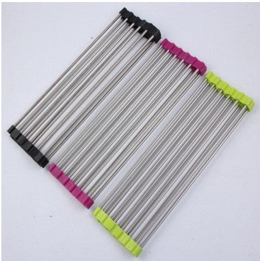 Folding Kitchen Sink Rack - Stainless Steel Dish Drying Organizer