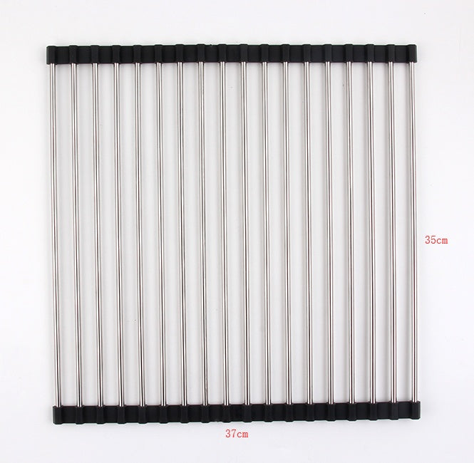 Folding Kitchen Sink Rack - Stainless Steel Dish Drying Organizer