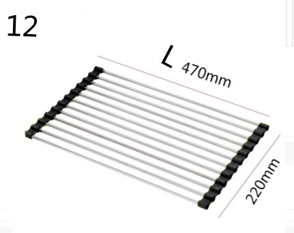 Folding Kitchen Sink Rack - Stainless Steel Dish Drying Organizer