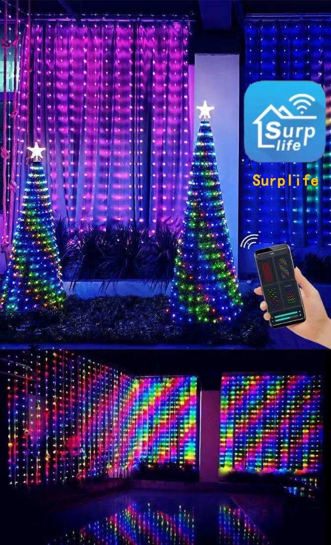 Christmas LED Curtain Lights - Waterproof String Lights with Remote Control