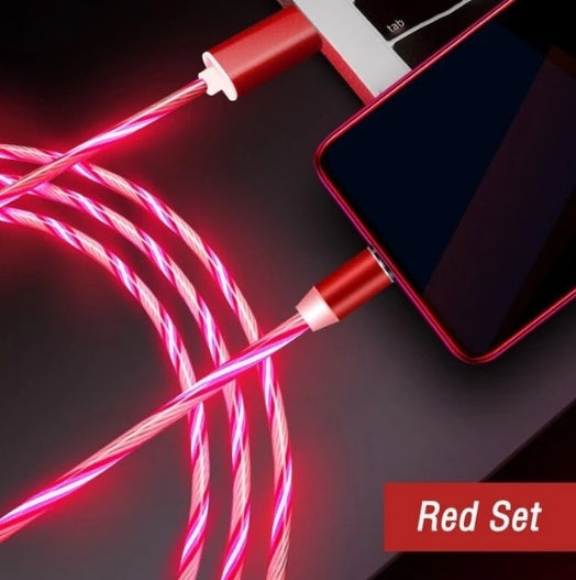 Magnetic Streaming Cable - 3-in-1 LED Flow Charging Cable for iPhone/Android/USB-C