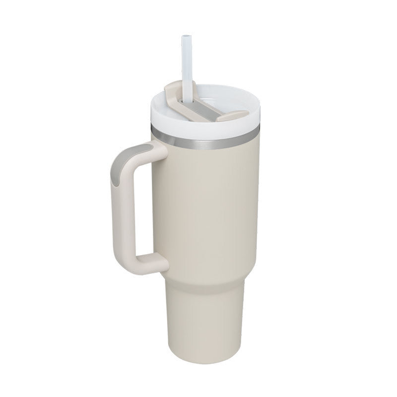 40oz Insulated Tumbler with Handle & Straw - Stainless Steel Travel Mug