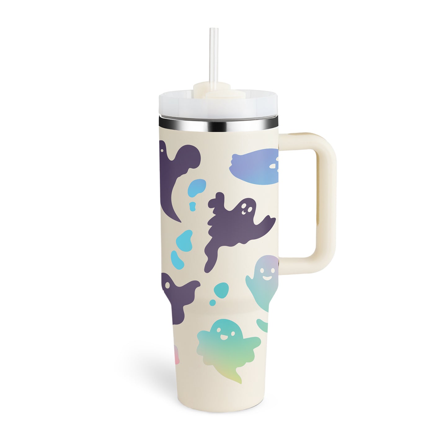 40oz Insulated Tumbler with Handle & Straw - Stainless Steel Travel Mug
