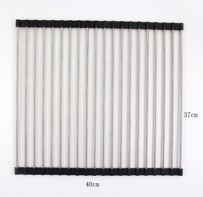Folding Kitchen Sink Rack - Stainless Steel Dish Drying Organizer