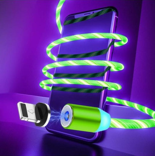 Magnetic Streaming Cable - 3-in-1 LED Flow Charging Cable for iPhone/Android/USB-C