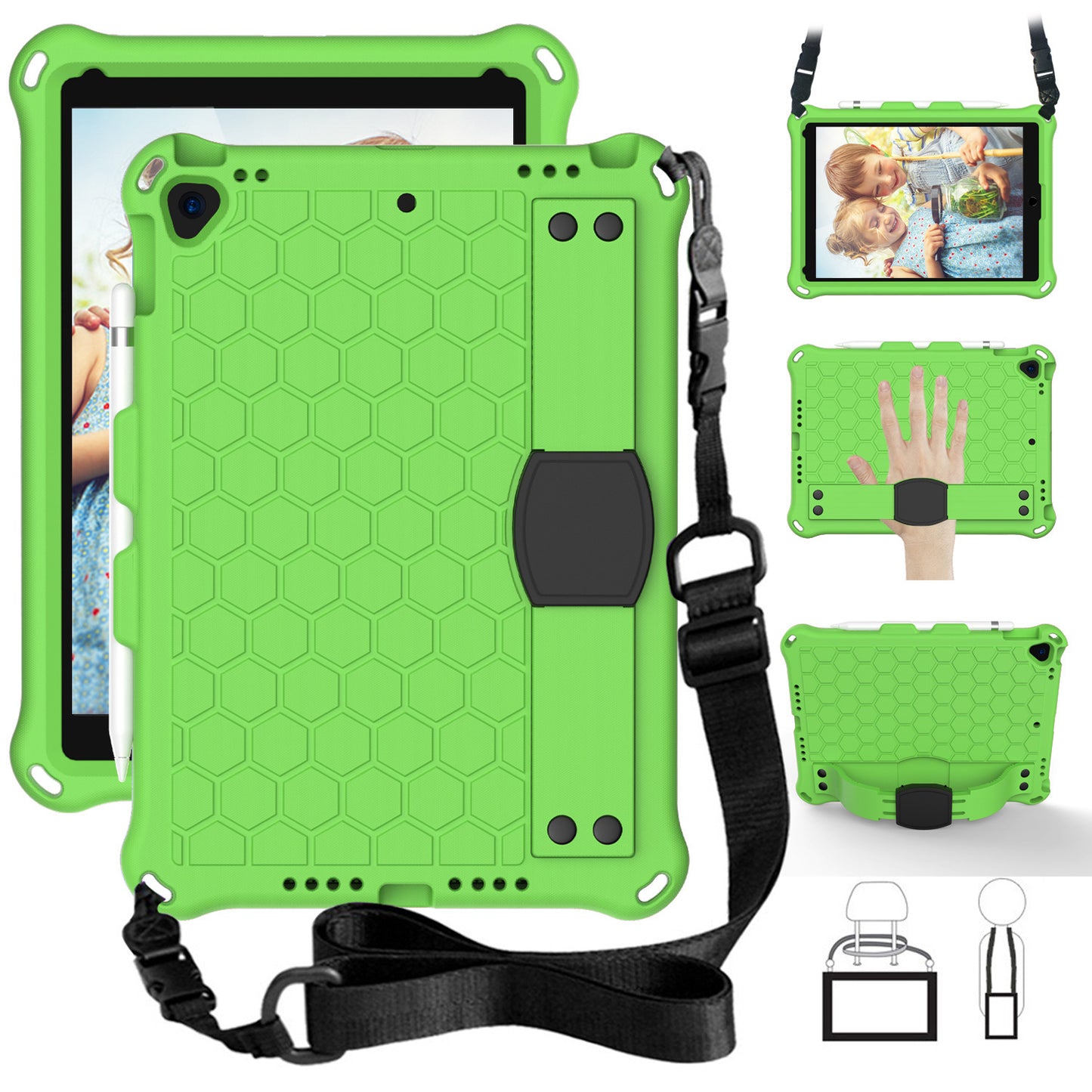 iPad 10.2 Case - Honeycomb EVA Shockproof Cover for Kids & Adults
