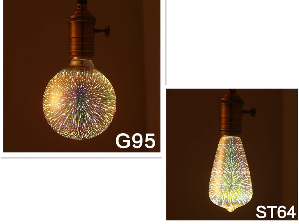 3D LED Firework Bulb - Decorative Light Bulb for Christmas & Holiday Décor