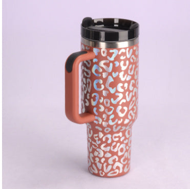 40oz Insulated Tumbler with Handle & Straw - Stainless Steel Travel Mug