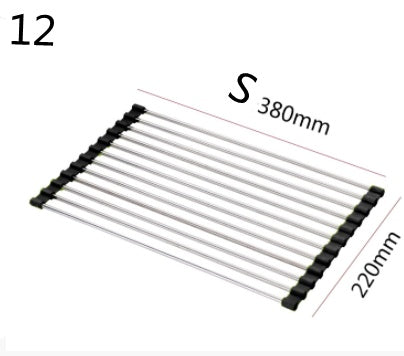 Folding Kitchen Sink Rack - Stainless Steel Dish Drying Organizer