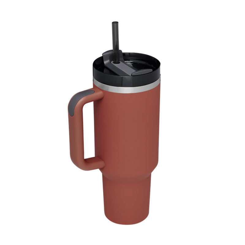 40oz Insulated Tumbler with Handle & Straw - Stainless Steel Travel Mug