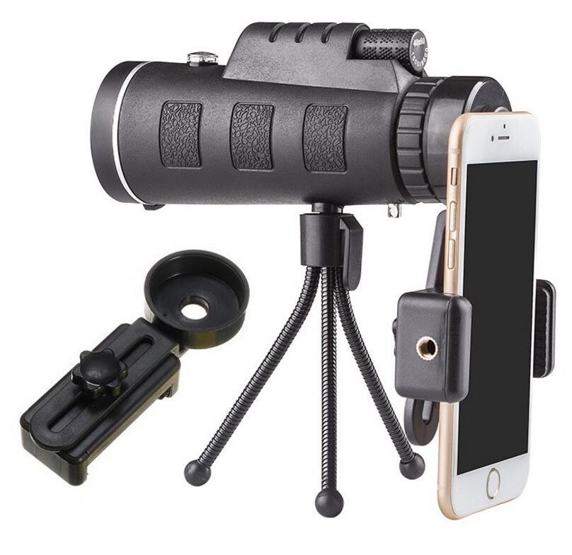 Monocular Telescope - Zoom Scope with Phone Clip, Compass & Tripod