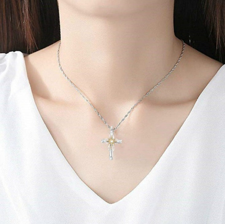 Octagonal Star Cross Pendant - Alloy Statement Necklace Charm