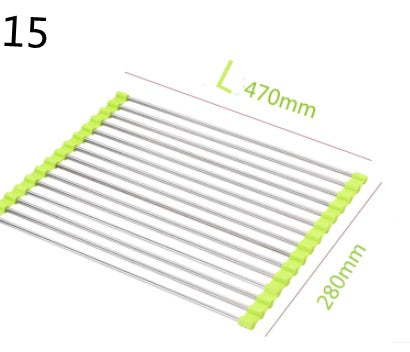 Folding Kitchen Sink Rack - Stainless Steel Dish Drying Organizer