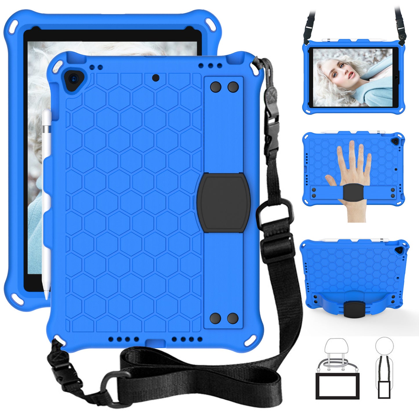 iPad 10.2 Case - Honeycomb EVA Shockproof Cover for Kids & Adults