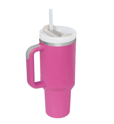 40oz Insulated Tumbler with Handle & Straw - Stainless Steel Travel Mug