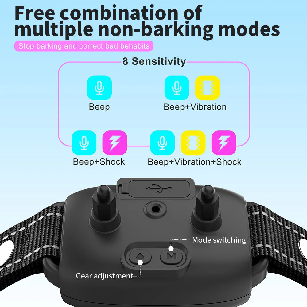 Smart Anti-Bark Dog Collar - Rechargeable Training Collar with Digital Display