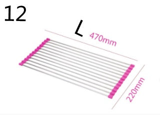 Folding Kitchen Sink Rack - Stainless Steel Dish Drying Organizer