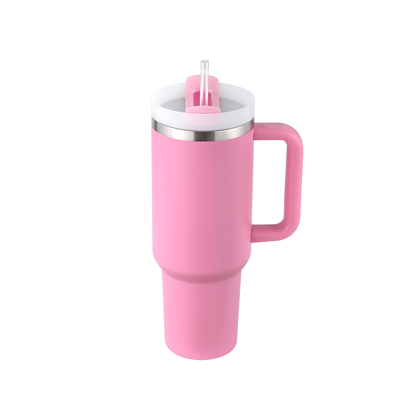 40oz Insulated Tumbler with Handle & Straw - Stainless Steel Travel Mug