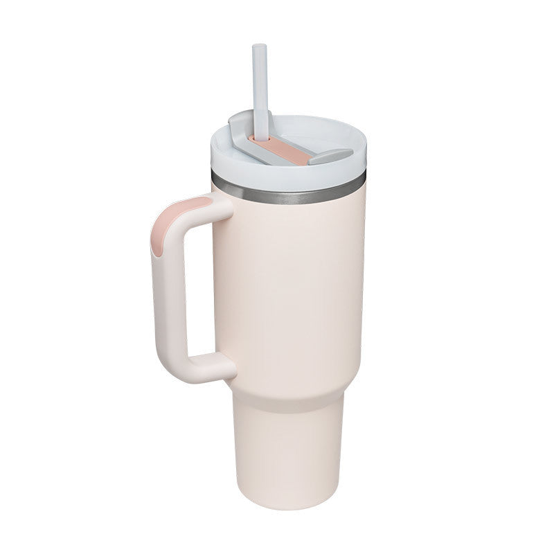 40oz Insulated Tumbler with Handle & Straw - Stainless Steel Travel Mug