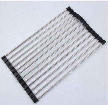 Folding Kitchen Sink Rack - Stainless Steel Dish Drying Organizer