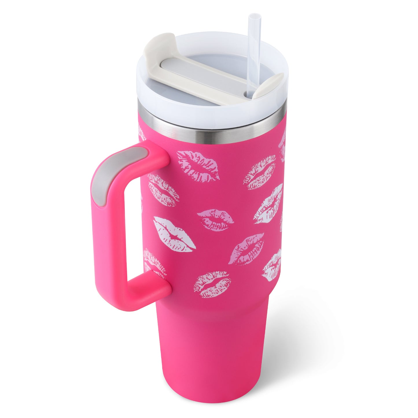40oz Insulated Tumbler with Handle & Straw - Stainless Steel Travel Mug