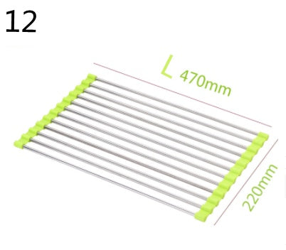 Folding Kitchen Sink Rack - Stainless Steel Dish Drying Organizer