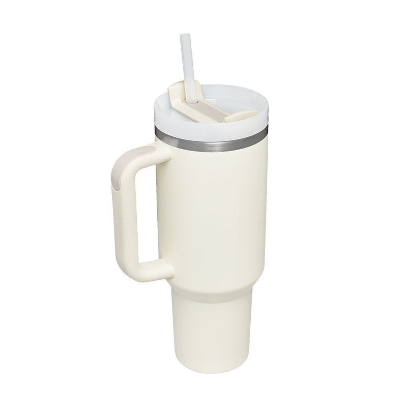 40oz Insulated Tumbler with Handle & Straw - Stainless Steel Travel Mug