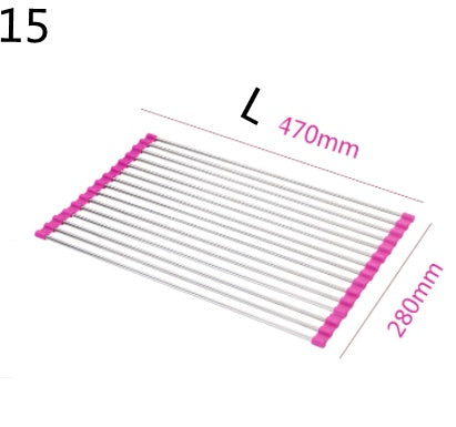 Folding Kitchen Sink Rack - Stainless Steel Dish Drying Organizer