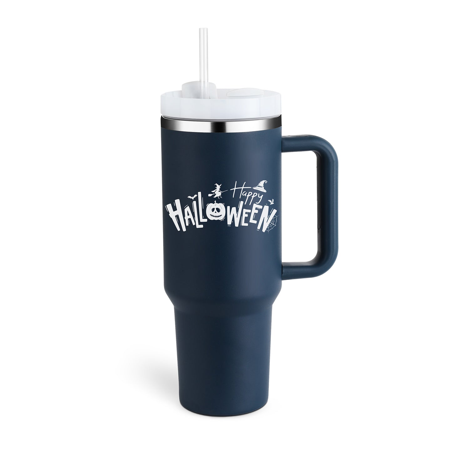40oz Insulated Tumbler with Handle & Straw - Stainless Steel Travel Mug