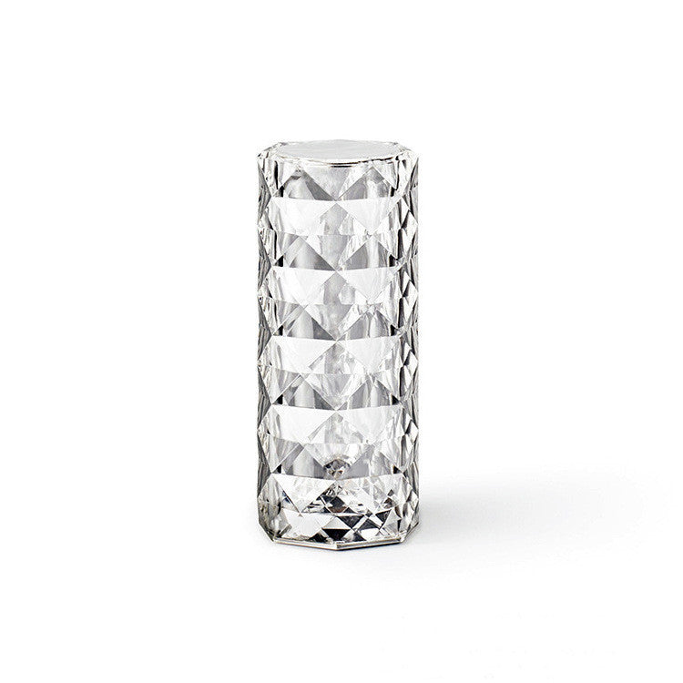 Nordic Crystal USB Lamp - Touch Dimming Diamond Night Light with Rose Projector