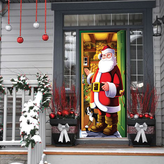 3D Christmas Door Sticker - Santa Claus Decoration for Holiday Décor