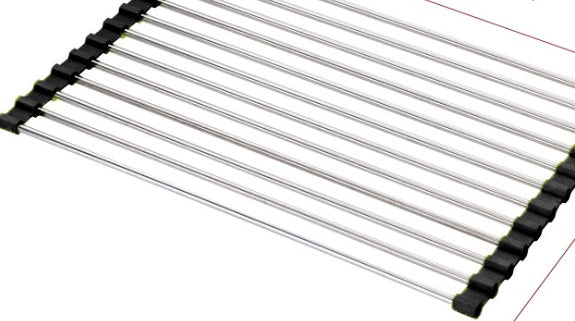 Folding Kitchen Sink Rack - Stainless Steel Dish Drying Organizer