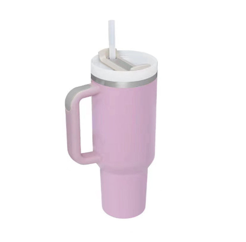 40oz Insulated Tumbler with Handle & Straw - Stainless Steel Travel Mug