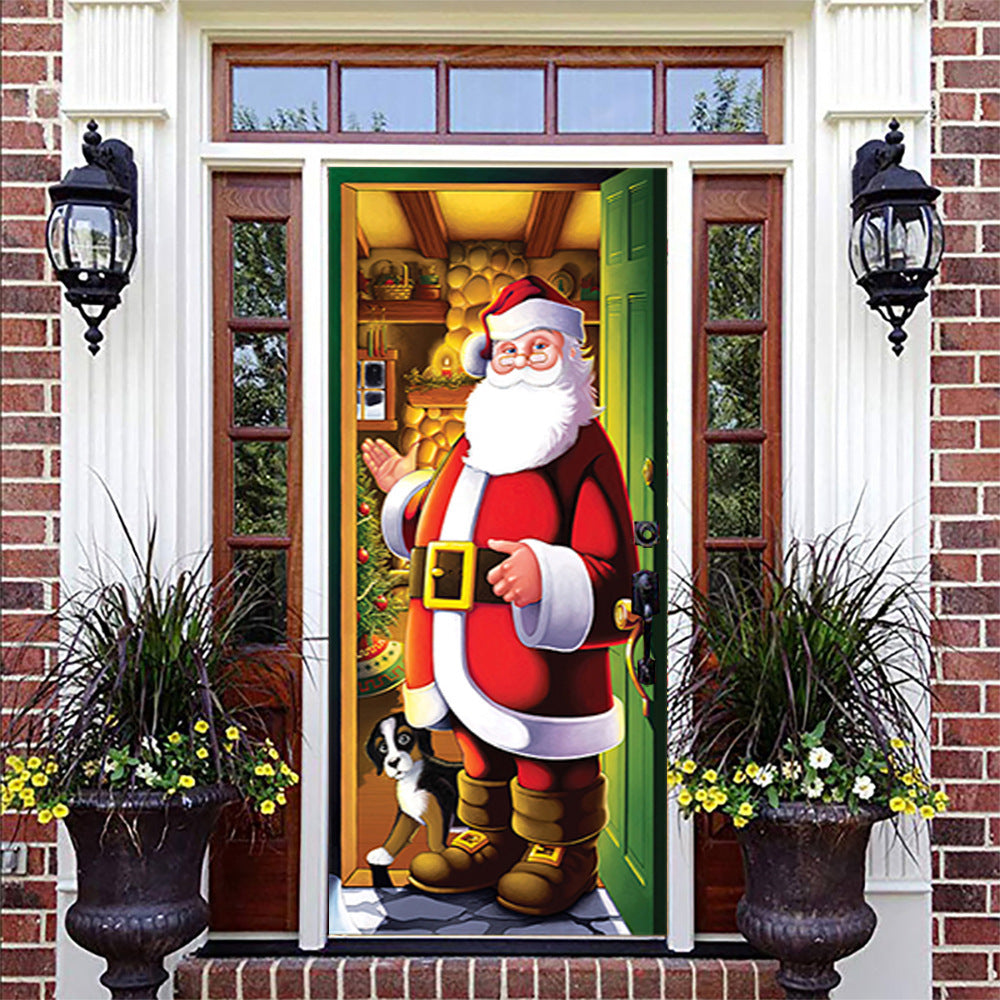 3D Christmas Door Sticker - Santa Claus Decoration for Holiday Décor